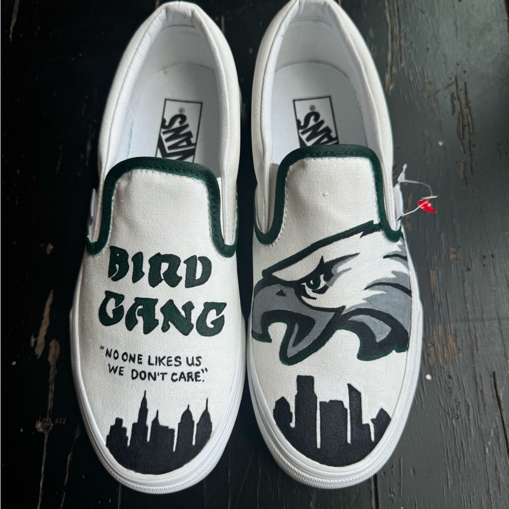 Hand Painted Eagles Slip-On Vans